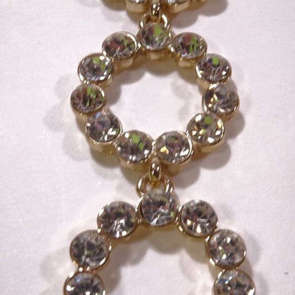 Banana Republic Gold Bold Triple Circles Crystal Link Drop Earrings NWT 48.00 - Picture 4 of 7